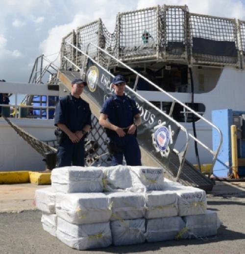 U.S. Coast Guard interdicted 2 suspected smugglers with a $14 million cocaine shipment near Puerto Rico